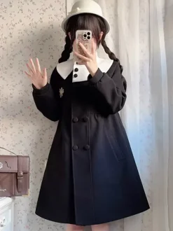 Sweet Lolita Coats Black Coat Overcoat Polyester Fall Lolita Outwears
