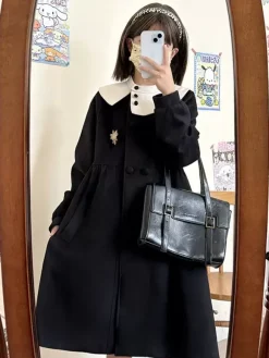Sweet Lolita Coats Black Coat Overcoat Polyester Fall Lolita Outwears