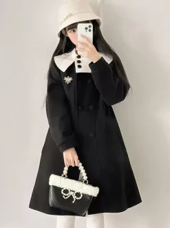 Sweet Lolita Coats Black Coat Overcoat Polyester Fall Lolita Outwears
