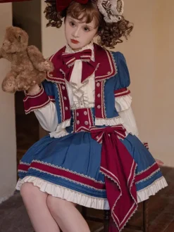 Sweet Lolita Coats Deep Blue Grommets Ruffles Polyester Top Coat Lolita Outwears
