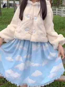 Sweet Lolita Coats Ecru White Overcoat Short Plush Fall Lolita Outwears