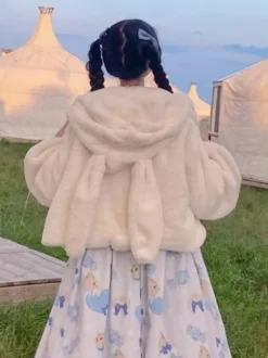 Sweet Lolita Coats Ecru White Overcoat Short Plush Fall Lolita Outwears