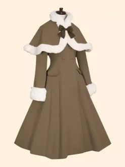 Sweet Lolita Coats Olive Butterfly Overcoat Cloak Synthetic Lolita Outwears