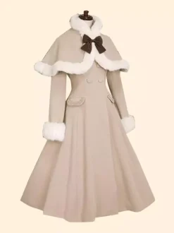 Sweet Lolita Coats Olive Butterfly Overcoat Cloak Synthetic Lolita Outwears