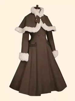 Sweet Lolita Coats Olive Butterfly Overcoat Cloak Synthetic Lolita Outwears