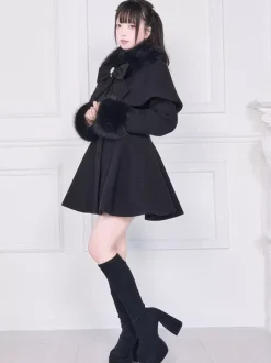 Sweet Lolita Coats Pink Black Bows Overcoat Long Sleeve Fall Lolita Coat