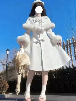 Sweet Lolita Coats Pink Coat Bows Overcoat Polyester Winter Lolita Outwears