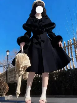 Sweet Lolita Coats Pink Coat Bows Overcoat Polyester Winter Lolita Outwears