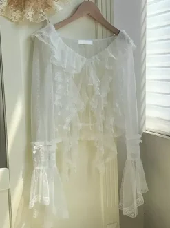 Sweet Lolita Cover-ups Purple Ruffles Lace Top Polka Dot Polyester Cover-Up Lolita Outwears