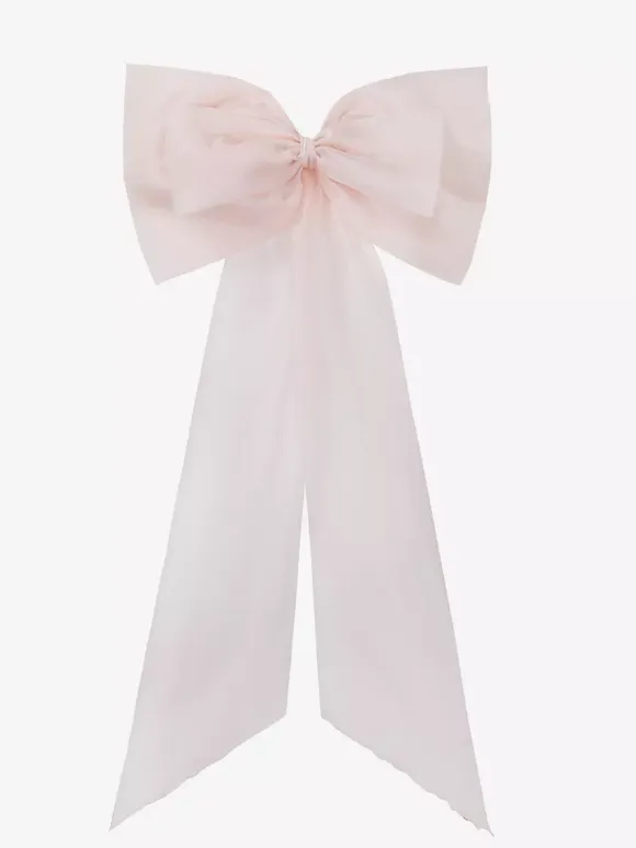 Sweet Lolita Dress Jacquard Bows Jumper Skirt Pink Detachable Sleeves Bloom Silhouette With Train Lolita Dress