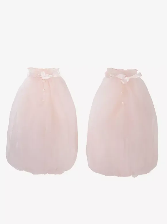 Sweet Lolita Dress Jacquard Bows Jumper Skirt Pink Detachable Sleeves Bloom Silhouette With Train Lolita Dress