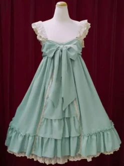 Sweet Lolita Dress JSK Chiffon Turquoise Sleeveless Lolita Jumper Skirt