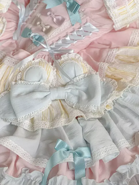 Sweet Lolita Dress JSK Multi-Layered Sleeveless 5-piece Suit