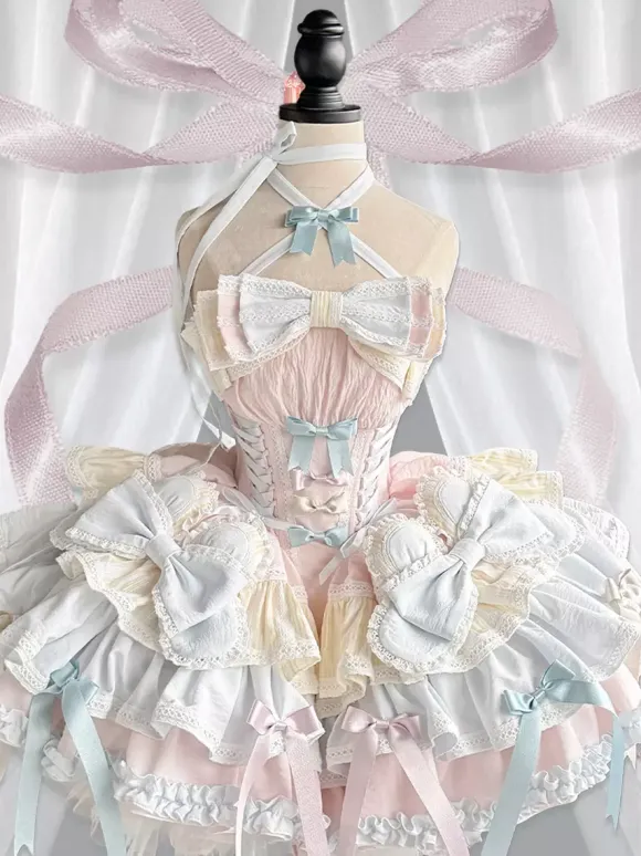 Sweet Lolita Dress JSK Multi-Layered Sleeveless 5-piece Suit