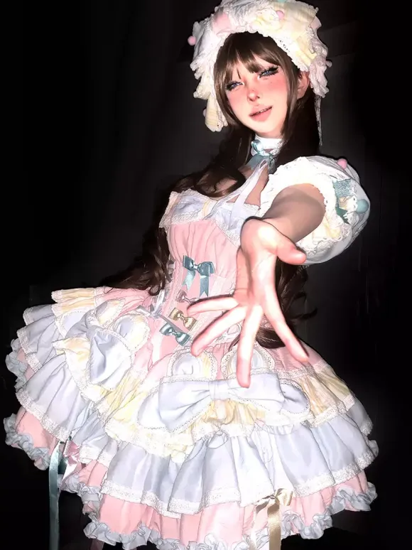 Sweet Lolita Dress JSK Multi-Layered Sleeveless 5-piece Suit