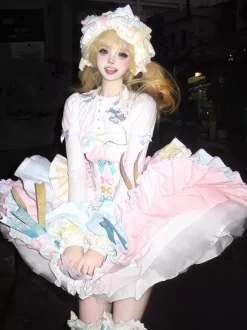 Sweet Lolita Dress JSK Multi-Layered Sleeveless 5-piece Suit