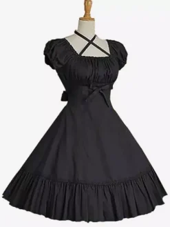 Sweet Lolita Dress OP Burgundy Short Sleeve Lolita One Piece Dress