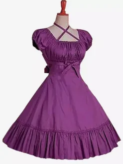 Sweet Lolita Dress OP Burgundy Short Sleeve Lolita One Piece Dress