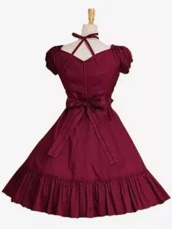 Sweet Lolita Dress OP Burgundy Short Sleeve Lolita One Piece Dress