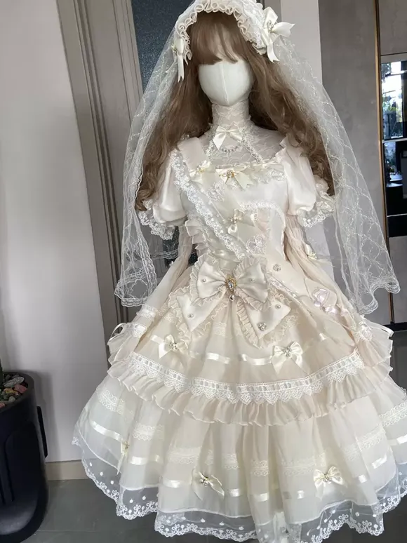 Sweet Lolita Dress Polyester Short Sleeves Sweet Lolita Dress