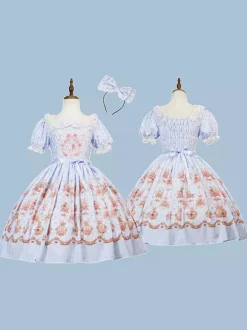 Sweet Lolita Dress Polyester Short Sleeves Dress Lolita Dress