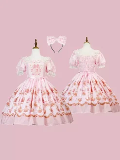 Sweet Lolita Dress Polyester Short Sleeves Dress Lolita Dress