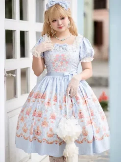 Sweet Lolita Dress Polyester Short Sleeves Dress Lolita Dress
