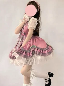 Sweet Lolita Dress Polyester Short Sleeves Dress