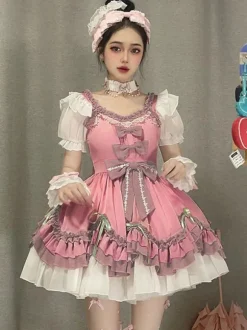 Sweet Lolita Dress Polyester Short Sleeves Dress