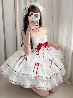 Sweet Lolita Dress Polyester Sleeveless Sweet Jumper Lolita Dress