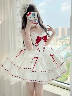 Sweet Lolita Dress Polyester Sleeveless Sweet Jumper Lolita Dress