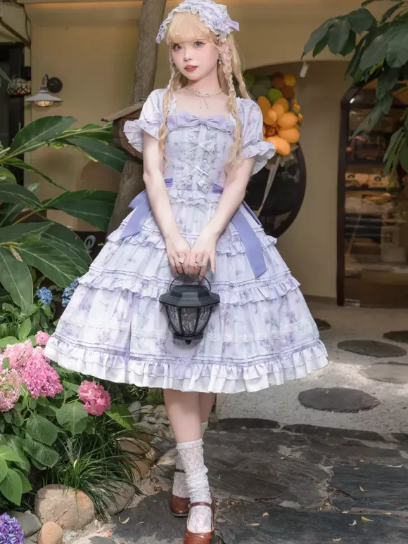 Sweet Lolita Dress Polyester Short Sleeves Dress Lolita Dress OP