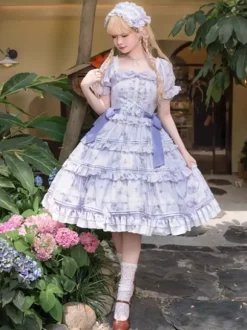 Sweet Lolita Dress Polyester Short Sleeves Dress Lolita Dress OP