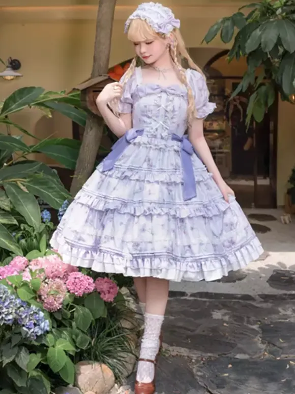 Sweet Lolita Dress Polyester Short Sleeves Dress Lolita Dress OP