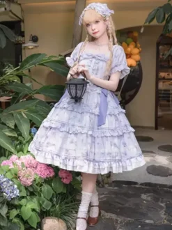 Sweet Lolita Dress Polyester Short Sleeves Dress Lolita Dress OP