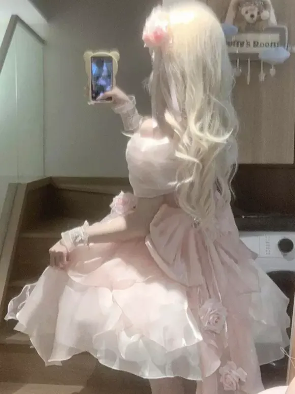 Sweet Lolita Dress Polyester Sleeveless Sweet Dress Hime Tea Party Lolita Dress