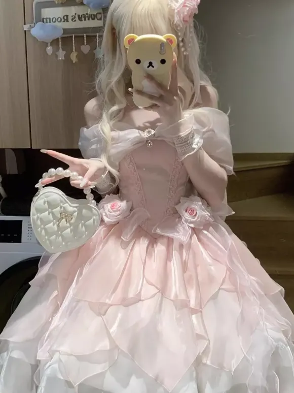 Sweet Lolita Dress Polyester Sleeveless Sweet Dress Hime Tea Party Lolita Dress