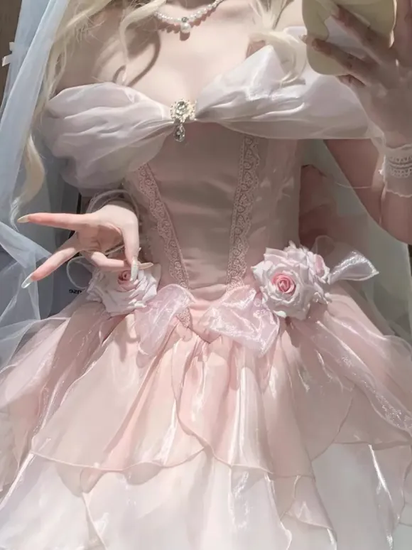 Sweet Lolita Dress Polyester Sleeveless Sweet Dress Hime Tea Party Lolita Dress