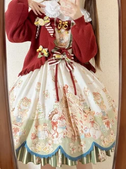 Sweet Lolita Dress Polyester Sleeveless Bows Sweet Christmas Lolita Dress