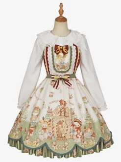Sweet Lolita Dress Polyester Sleeveless Bows Sweet Christmas Lolita Dress