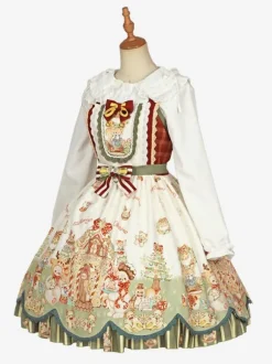 Sweet Lolita Dress Polyester Sleeveless Bows Sweet Christmas Lolita Dress