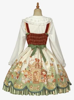 Sweet Lolita Dress Polyester Sleeveless Bows Sweet Christmas Lolita Dress