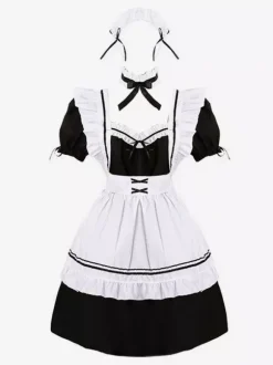 Sweet Lolita Dress Polyester Short Sleeves Dress
