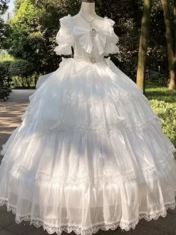 Sweet Lolita Dress Polyester Short Sleeves Lolita Dress