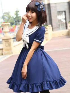 Sweet Lolita Dress Sailor Style Girl Asibuto Penta OP Lolita One Piece Dress