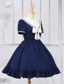 Sweet Lolita Dress Sailor Style Girl Asibuto Penta OP Lolita One Piece Dress