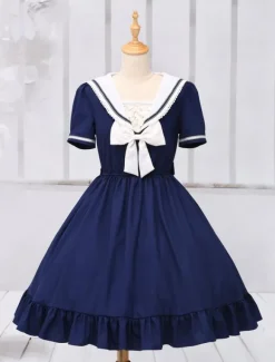 Sweet Lolita Dress Sailor Style Girl Asibuto Penta OP Lolita One Piece Dress