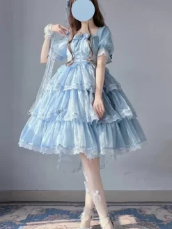Sweet Lolita Dress Short Sleeves Sweet Fairytale Lolita Dress
