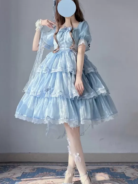 Sweet Lolita Dress Short Sleeves Sweet Fairytale Lolita Dress