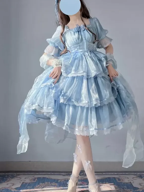 Sweet Lolita Dress Short Sleeves Sweet Fairytale Lolita Dress